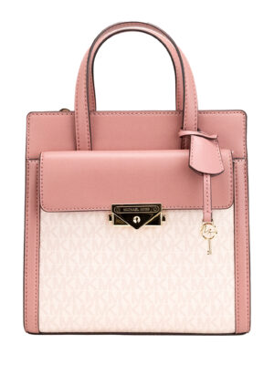 Michael Kors Cece Small Pink PVC North South Flap Tote Crossbody Bag Purse