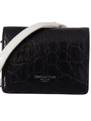 Dolce & Gabbana Blue Exotic Leather Bifold Wallet with Strap