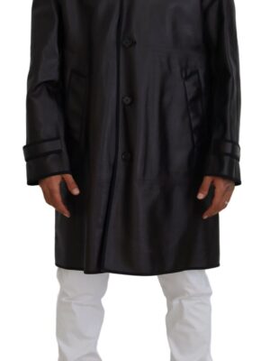 Dolce & Gabbana Elegant Hooded Parka Coat in Black and Bordeaux