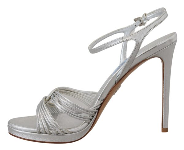 Prada Elegant Silver Stiletto Heels Sandals - Image 3