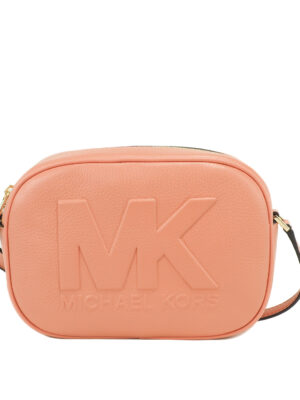 Michael Kors Jet Set Travel Medium Sherbert Leather Oval Camera Crossbody Bag