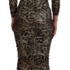 Dolce & Gabbana Elegant Leopard Print Midi Bodycon Dress - Image 3