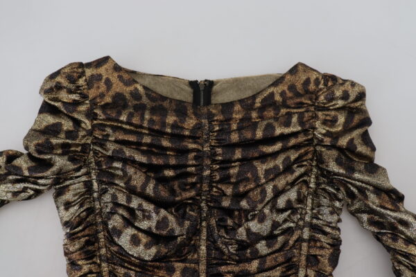 Dolce & Gabbana Elegant Leopard Print Midi Bodycon Dress - Image 6