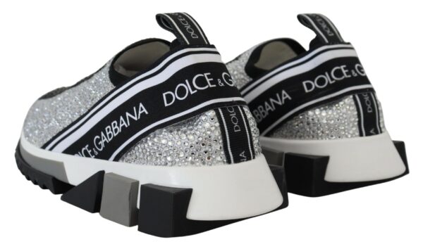 Dolce & Gabbana Sparkling Silver Rhinestone Sneakers - Image 4