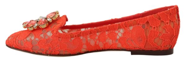 Dolce & Gabbana Elegant Lace Vally Flats in Coral Red - Image 5