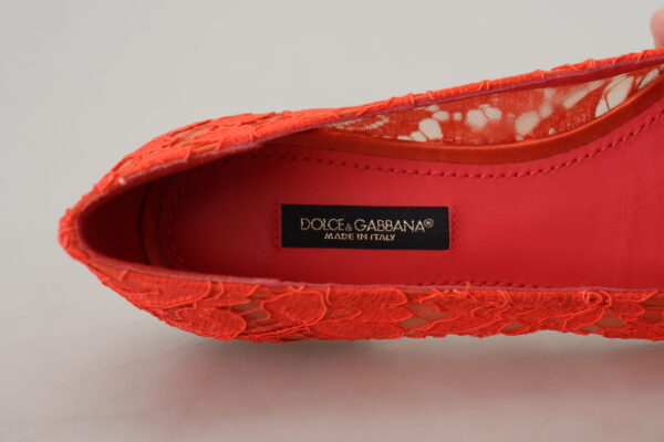 Dolce & Gabbana Elegant Lace Vally Flats in Coral Red - Image 8