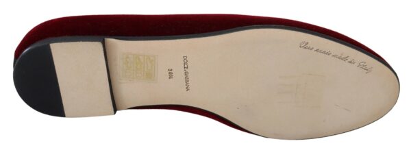 Dolce & Gabbana Bordeaux Velvet Devotion Loafers - Image 7