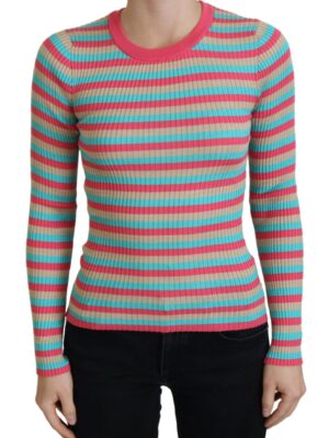 Dolce & Gabbana Elegant Striped Silk Crewneck Pullover