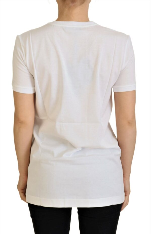 Dolce & Gabbana Elegant White Crew Neck Tee with Colorful Print - Image 2