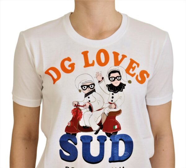 Dolce & Gabbana Elegant White Crew Neck Tee with Colorful Print - Image 3