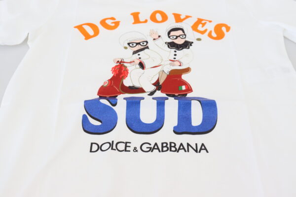 Dolce & Gabbana Elegant White Crew Neck Tee with Colorful Print - Image 4