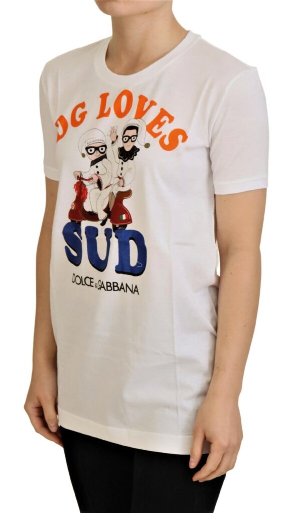 Dolce & Gabbana Elegant White Crew Neck Tee with Colorful Print - Image 5
