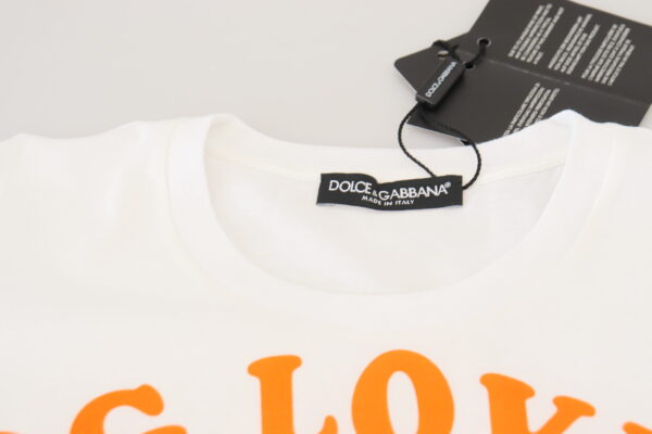 Dolce & Gabbana Elegant White Crew Neck Tee with Colorful Print - Image 6