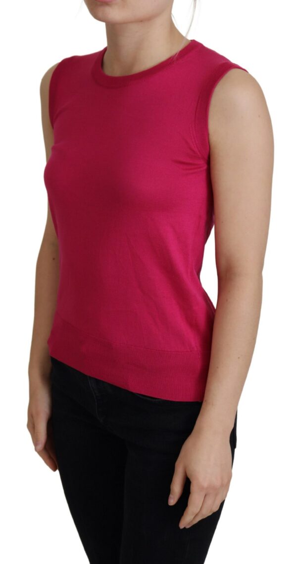 Dolce & Gabbana Chic Pink Silk Sleeveless Tank Top Vest - Image 2
