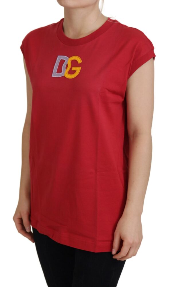 Dolce & Gabbana Elegant Red Sleeveless Cotton Tank Top - Image 2