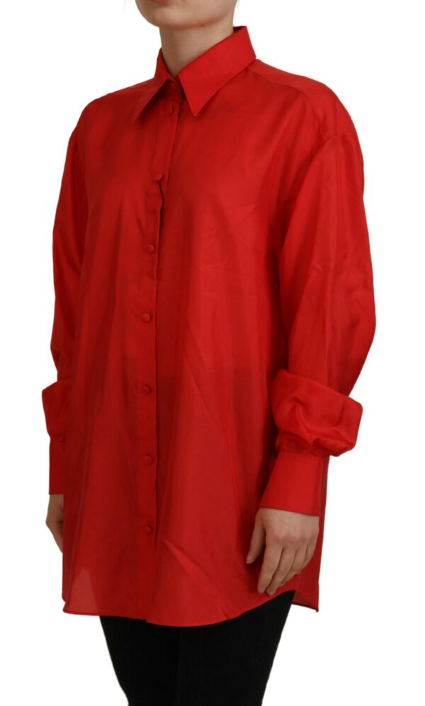 Dolce & Gabbana Elegant Silk Collared Long Sleeve Polo Top - Image 2