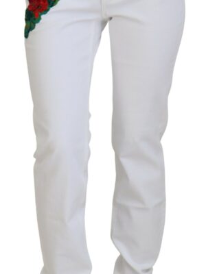 Dolce & Gabbana Elegant White Mid Waist Skinny Jeans