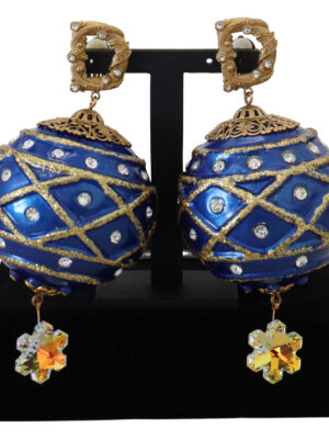 Dolce & Gabbana Elegant Dangling Crystal Christmas Ball Earrings
