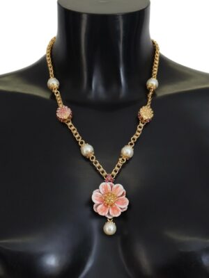 Dolce & Gabbana Elegant Floral Statement Charm Necklace