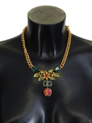 Dolce & Gabbana Elegant Gold-Tone Floral Fruit Necklace