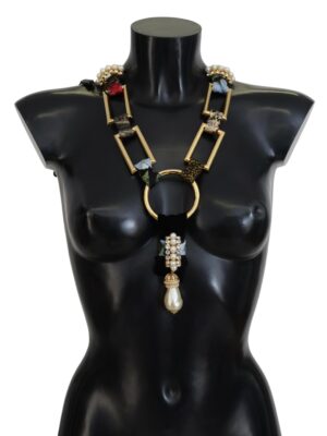 Dolce & Gabbana Elegant Gold Brass Pearl Statement Necklace