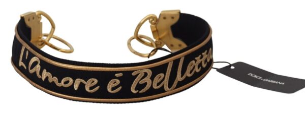 Dolce & Gabbana Elegant Gold Black Shoulder Bag Strap - Image 2