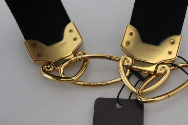 Dolce & Gabbana Elegant Gold Black Shoulder Bag Strap - Image 3