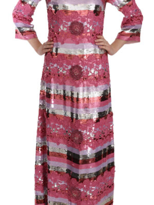 Dolce & Gabbana Opulent Pink Sequined Floor-Length Dress