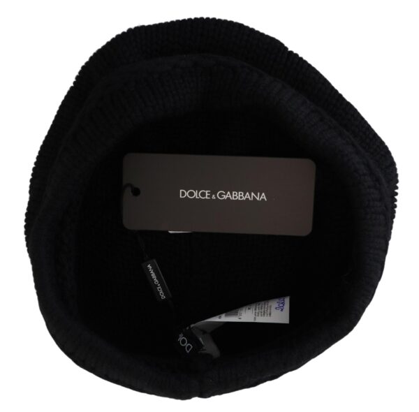 Dolce & Gabbana Elegant Black Virgin Wool Beanie Hat - Image 4