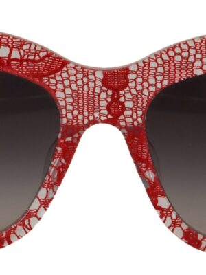 Dolce & Gabbana Elegant Red Lace Detail Sunglasses