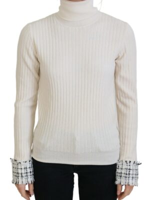 Dolce & Gabbana Ivory Turtleneck Wool Blend Sweater