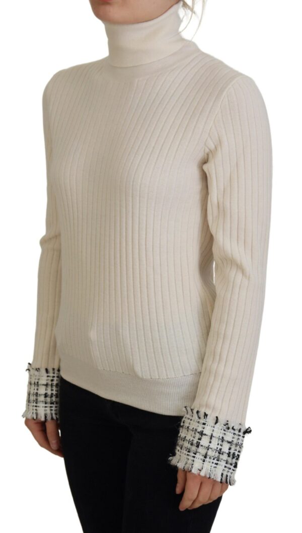 Dolce & Gabbana Ivory Turtleneck Wool Blend Sweater - Image 2