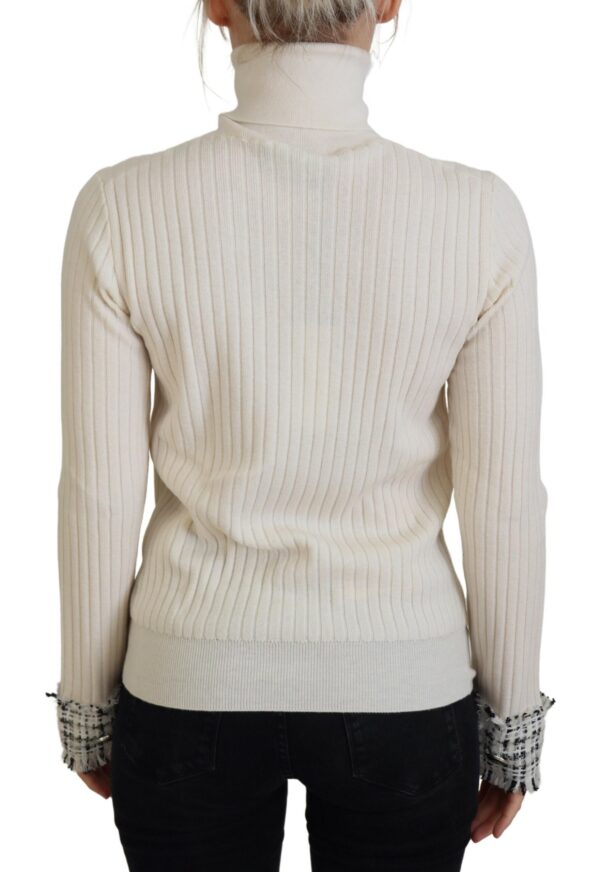 Dolce & Gabbana Ivory Turtleneck Wool Blend Sweater - Image 3