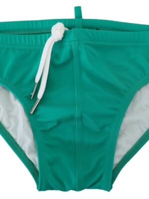 Dsquared² Chic Green Swim Briefs with White Logo
