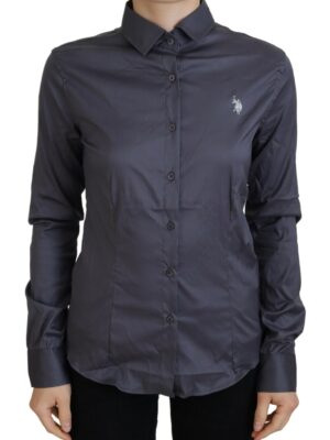 U.S. POLO ASSN. Elegant Gray Long Sleeve Polo Top