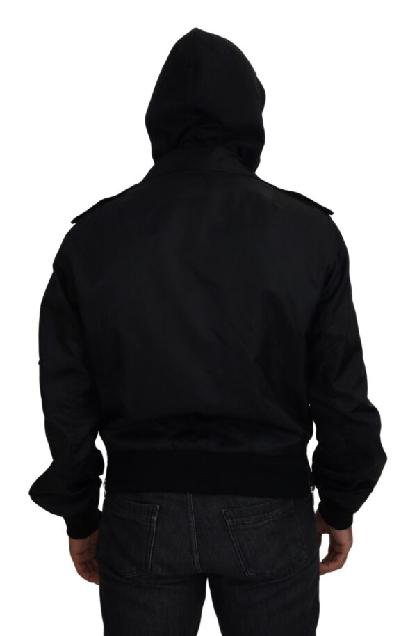Dolce & Gabbana Sleek Black Hooded Bomber Jacket - Image 3