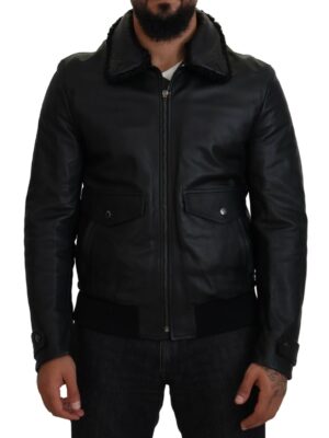 Dolce & Gabbana Chic Black Leather Silk-Lined Jacket