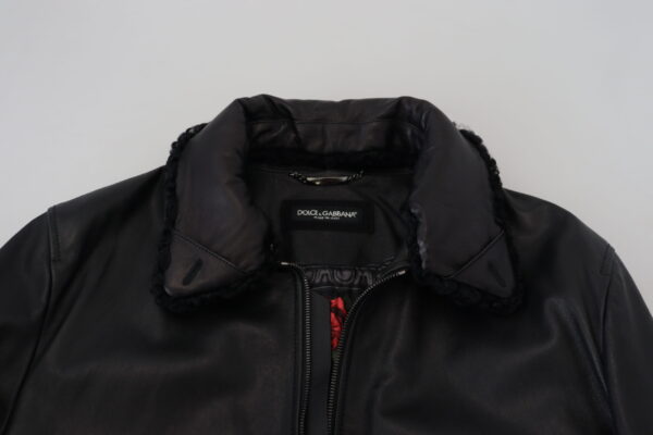 Dolce & Gabbana Chic Black Leather Silk-Lined Jacket - Image 7
