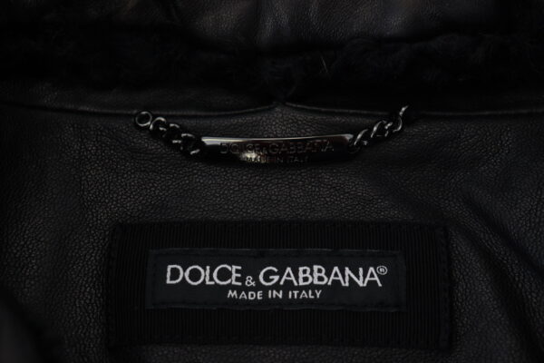 Dolce & Gabbana Chic Black Leather Silk-Lined Jacket - Image 8