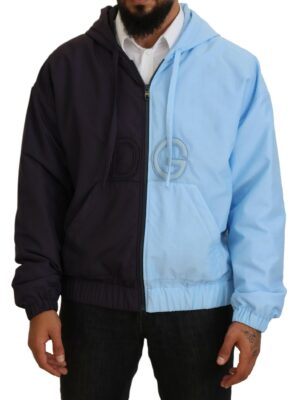 Dolce & Gabbana Elegant Hooded Blue Jacket - Full Zipper Closure