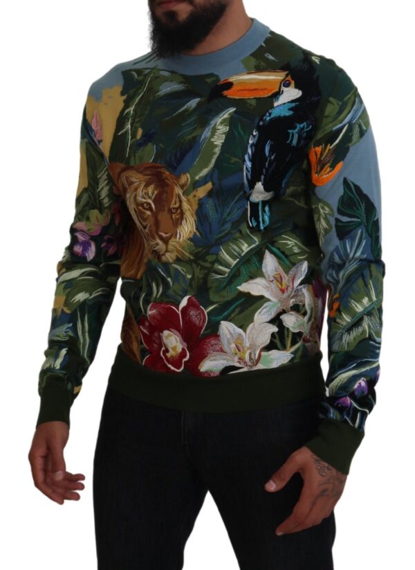 Dolce & Gabbana Jungle Embroidered Wool Silk Sweater - Image 5