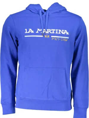 La Martina Chic Blue Embroidered Hooded Sweatshirt