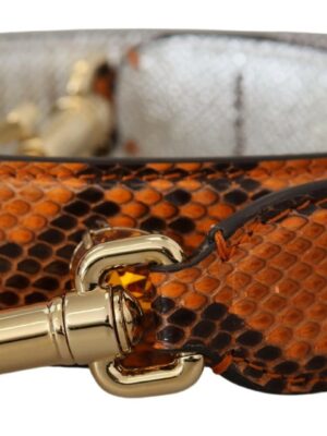 Dolce & Gabbana Chic Orange Leather Bag Strap with Gold-Tone Clasps