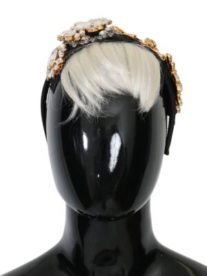 Dolce & Gabbana Elegant Black Crystal Headband Diadem