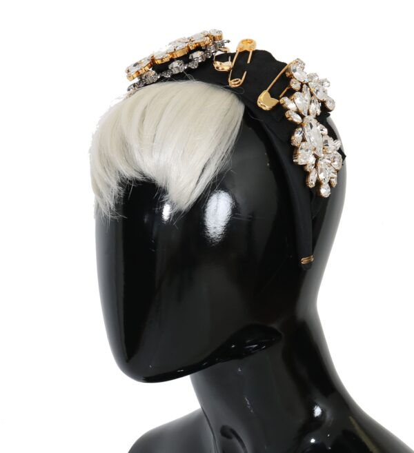 Dolce & Gabbana Elegant Black Crystal Headband Diadem - Image 2
