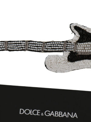 Dolce & Gabbana Gold Sequined Guitar Pin Brooch
