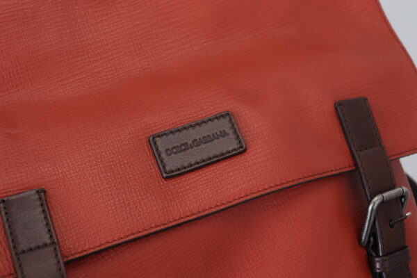 Dolce & Gabbana Elegant Calfskin Leather Backpack in Orange - Image 6
