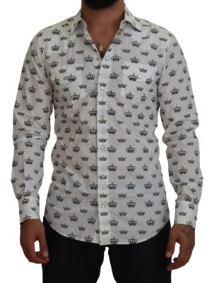 Dolce & Gabbana Slim Fit Crown Print Dress Shirt