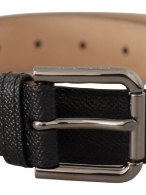 Dolce & Gabbana Elegant Black Leather Belt with Metal Buckle