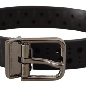 Dolce & Gabbana Elegant Black Leather Belt with Metal Buckle